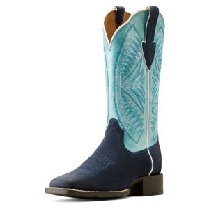 Womens Round Up Ruidoso Embroidery Metallic Square Toe Casual Boots Mid Calf Low Heel 1-2" - Brown