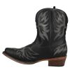 Womens Amelia Tooled Inlay Snip Toe Casual Boots Ankle Low Heel 1-2" - Brown
