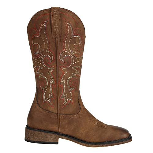 Womens Western Square Toe Cowgirl Cowboy Boots Mid Calf