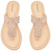 Women's Flat Slide Sandals - Casual Bling Bohemian Thong Slip on Summer Flat Sandals.