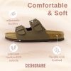 Lane Cork Footbed Sandals for Women – Comfortable Double Buckle Slip-On with Genuine Suede Footbed & Arch Support Slides for