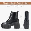 Women’s Combat Boots Lightweight Lace up Side Zipper Ankle Botas High Heel Chunky Platform Lug Sole Booties Size 6-11
