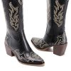 Womens Wide Calf Cowboy Boots Classic Western-Style Cowboys Boots for Women Pointed Toe Womens Cowgirl Boots with Chunky Heel