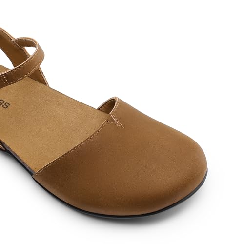 Women's Closed Toe Sandals Arch Support Comfort Cork Footbed Flat Sandals Summer Shoes