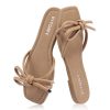 Women's Flat Sandals Square Open Toe Thong with Cute Knot for Summer Size 6-11
