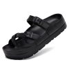 Womens Arch Support Platform Sandals Comfort Slides Thick Soles Flat Sandals With Adjustable Buckle & Ultra Cushion