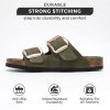 Genuine Leather Flat Sandals for Women 2025 Comfortable Beach Essentials Womens Sandals Memory Foam Vacation Essentials Slides