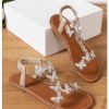Women's Elegant Rhinestone Butterfly Transparent Elastic Strap Summer Flat Sandals