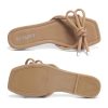 Women's Flat Sandals Square Open Toe Thong with Cute Knot for Summer Size 6-11