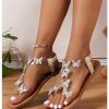 Women's Elegant Rhinestone Butterfly Transparent Elastic Strap Summer Flat Sandals