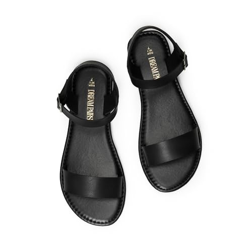 Women's Ankle Strap Flat Sandals Open Toes One Band Buckle Summer Dressy Sandals
