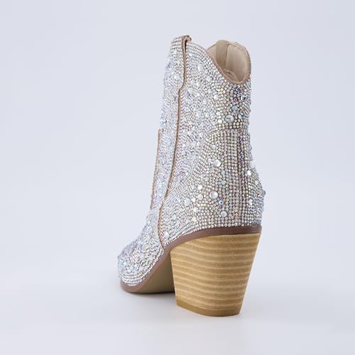 Women's Bravo Rhinestone Western Boots with +Memory Foam, Sparkly Cowboy Ankle Booties