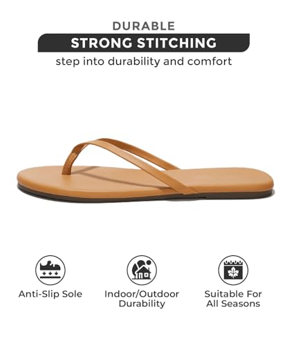 Flip Flops for Women - Memory Foam Flats Summer Sandals for Women 2025 - Vegan Leather Lightweight Womens Sandals Summer Beach
