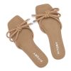 Women's Flat Sandals Square Open Toe Thong with Cute Knot for Summer Size 6-11