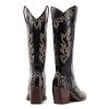 Womens Wide Calf Cowboy Boots Classic Western-Style Cowboys Boots for Women Pointed Toe Womens Cowgirl Boots with Chunky Heel