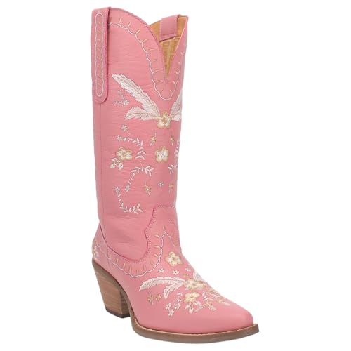 Womens Full Bloom Floral Round Toe Casual Boots Knee High Mid Heel 2-3" - Black