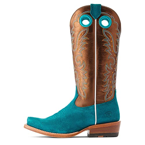 Womens Futurity Boon Croc Snip Toe Pull On Dress Boots Knee High Low Heel 1-2" - Blue, Brown