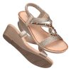 Womens Wedge Sandals Low: Elastic Ankle Strap Wedge Sandals