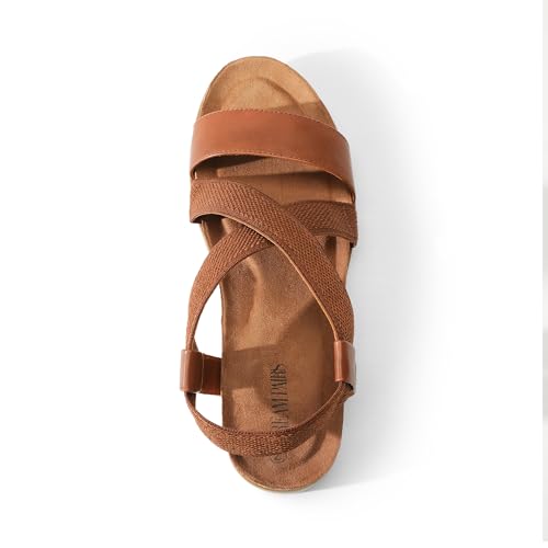 Women's Comfortable Low Wedge Sandals, Open Toe Slip On Strappy Flat Sandals Light-weight Summer Shoes