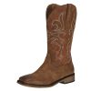 Womens Western Square Toe Cowgirl Cowboy Boots Mid Calf