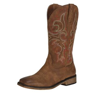 Womens Western Square Toe Cowgirl Cowboy Boots Mid Calf