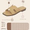 Womens Slip On Flat Sandals Soft Leather Open Toe Slide for Summer Dressy