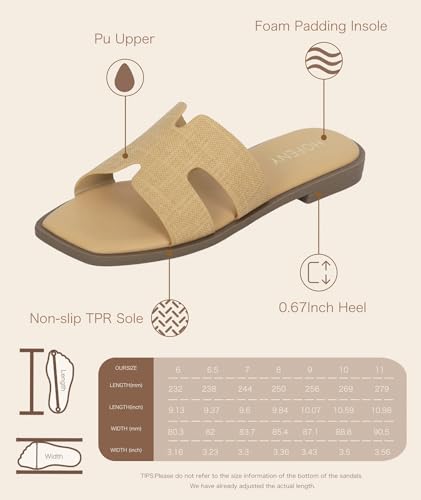 Womens Slip On Flat Sandals Soft Leather Open Toe Slide for Summer Dressy