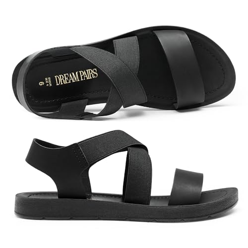 Women's Open Toe Elastic Ankle Strap Flat Summer Sandals