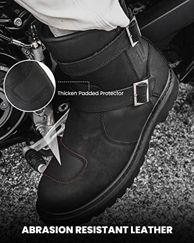 Leather Motorcycle Boots Protective Footwear with Side Zipper Motocross Riding Boot for Combat Tactical Hiking Men Women