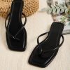 Women's Square Open Toe Flip Flop Minimalist Thong Flat Sandals Slide On Summer Vacation 2025 Dressy Shoes