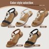 Women Sandals Arch Support Handmade Bohemian Braided Flat Sandals Comfort Walking Beach Ankle Elastic Summer Shoes