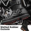 Leather Motorcycle Boots Protective Footwear with Side Zipper Motocross Riding Boot for Combat Tactical Hiking Men Women