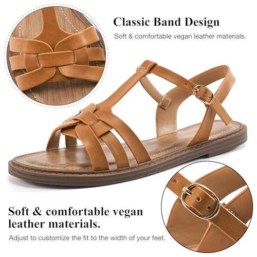 Women's Flat Sandals Dressy: Summer Gladiator Dress Sandals 2025 Comfortable Slip On Walking Beach Footwear Slingback