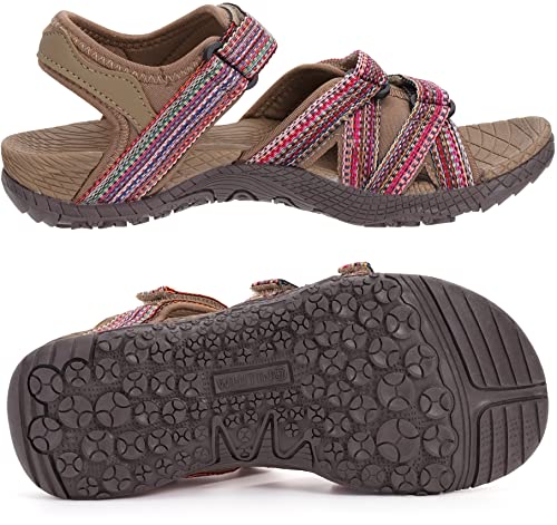 Women’s Hiking Sandals with Arch Support | Adjustable Hook and Loop Straps | Durable Sport Sandals for Outdoor Adventure