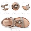 Womens Wedge Sandals Low: Elastic Ankle Strap Wedge Sandals