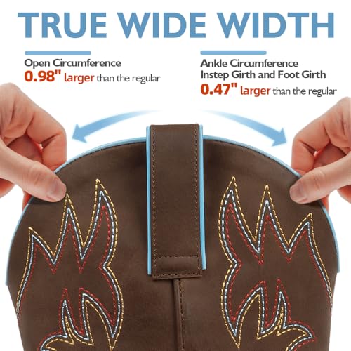Wide Width Cowboy Boots for Women Square Toe Cowgirl Boots Wide Calf