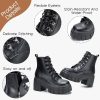 Women’s Combat Boots Lightweight Lace up Side Zipper Ankle Botas High Heel Chunky Platform Lug Sole Booties Size 6-11