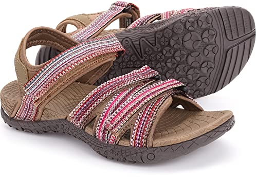 Women’s Hiking Sandals with Arch Support | Adjustable Hook and Loop Straps | Durable Sport Sandals for Outdoor Adventure