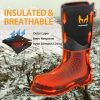 Rubber Work Boots, Puncture-Proof with Steel Toe & Shank, Waterproof Insulated 6mm Neoprene Hunting Boots for Farming,
