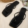 Women's Square Open Toe Flip Flop Minimalist Thong Flat Sandals Slide On Summer Vacation 2025 Dressy Shoes