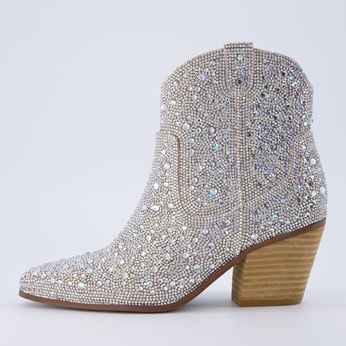Women's Bravo Rhinestone Western Boots with +Memory Foam, Sparkly Cowboy Ankle Booties