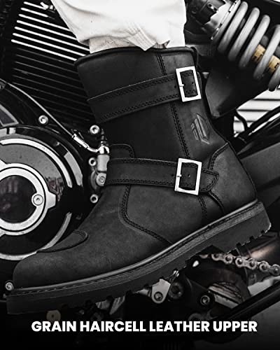 Leather Motorcycle Boots Protective Footwear with Side Zipper Motocross Riding Boot for Combat Tactical Hiking Men Women