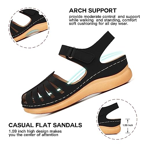 Women Comfortable Flat Sandals: Dressy Summer Sandal - Closed Toe Fisherman Sandals