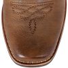 Women's Cowboy Boots Square Toe Western Cowgirl Mid Wide Calf Embroidered Boots Brown
