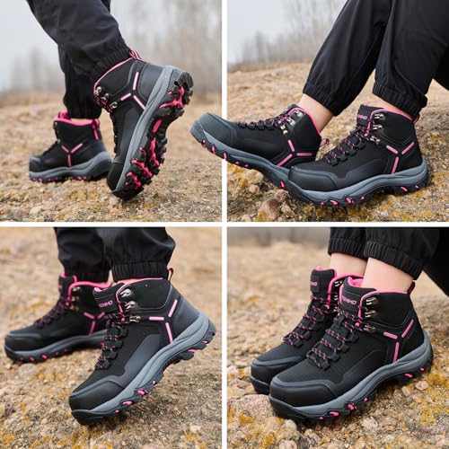 Waterproof Steel Toe Boots for Women Wide Width Non Slip Work Boots Lightweight Slip Resistant Safety Shoes Indestructible