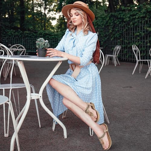 Sandals Women Dressy Flats: Bohemian Flat Sandals for Women Comfortable Summer Casual Flip Flops Elastic Ankle Strap