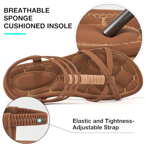 Womens Sandals Summer Dressy Gladiator Flat Comfortable Walking Shoes Non Slip Casual Beach Ladies Sandal